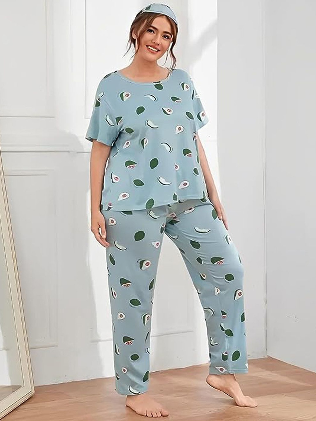 

Dreambe Women Printed Night suit, Blue