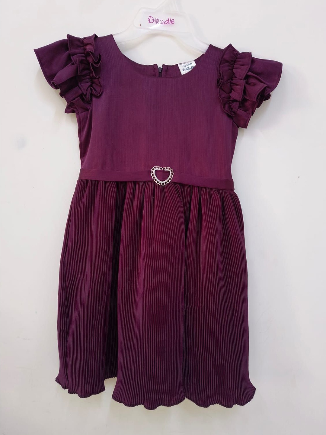 

Doodle Print Satin Fit & Flare Dress, Burgundy