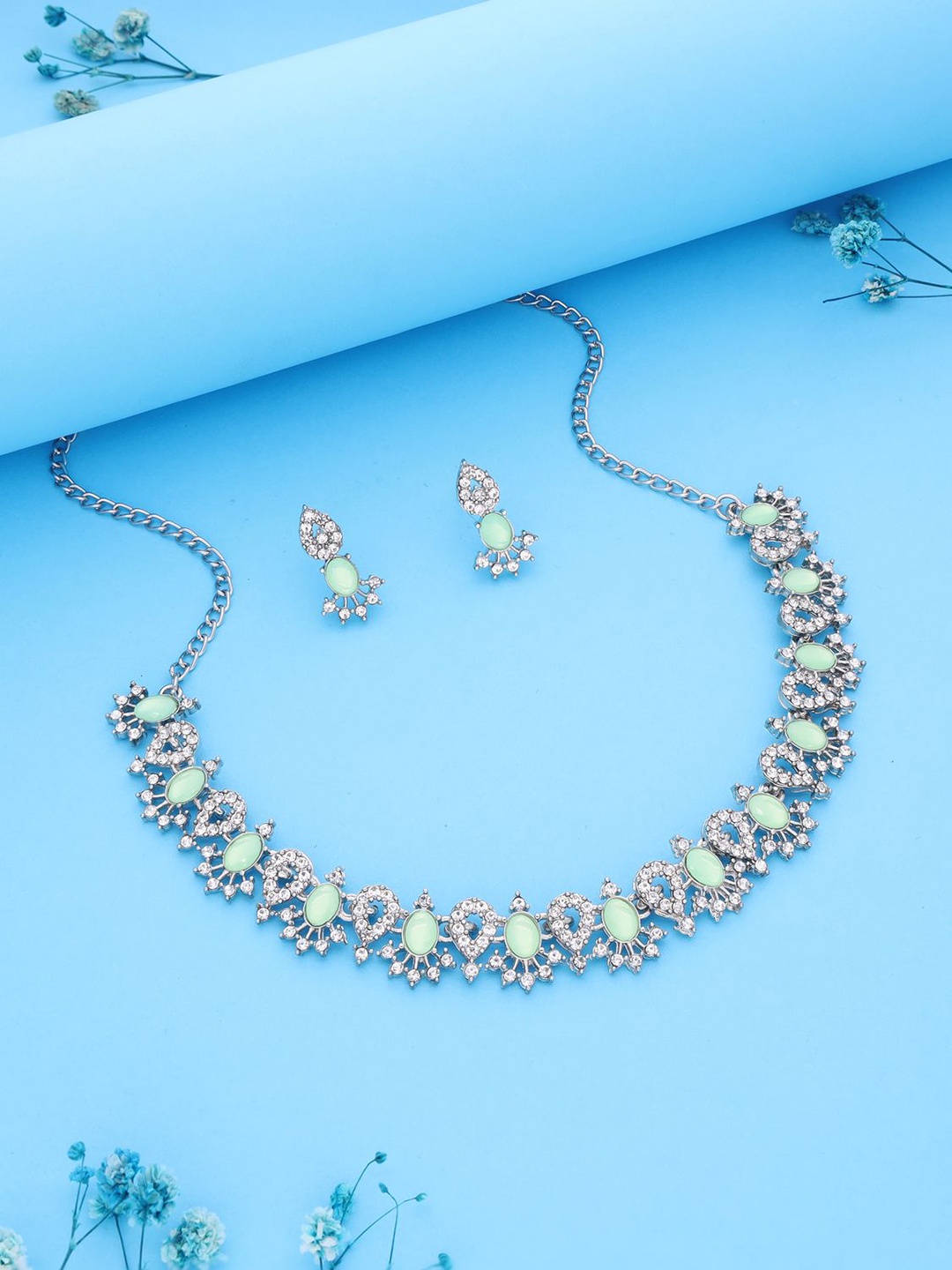 

Anouk Silver-Plated American Diamond Studded Necklace And Earrings