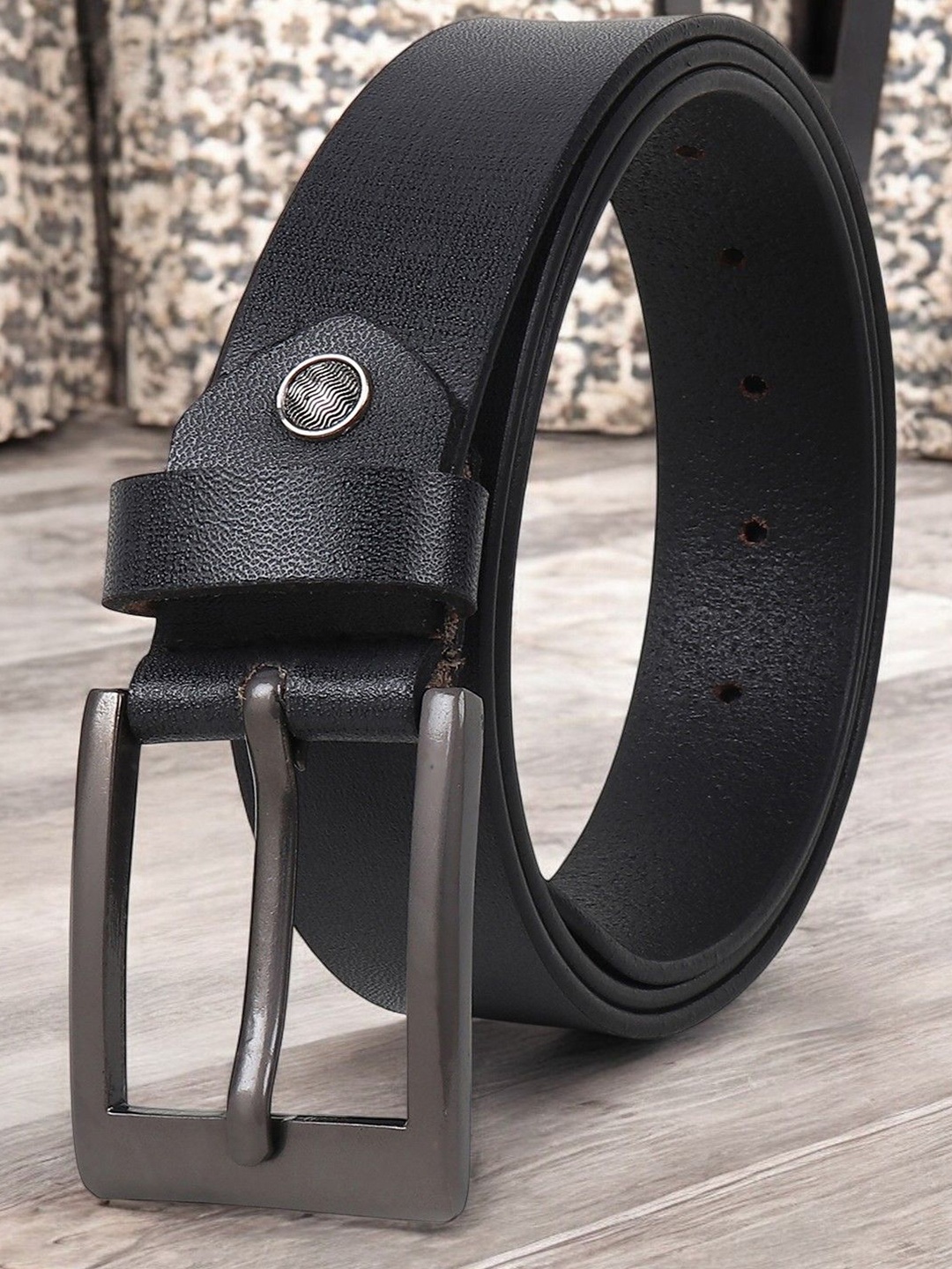 

Metronaut Men Textured Leather Formal Belt, Black