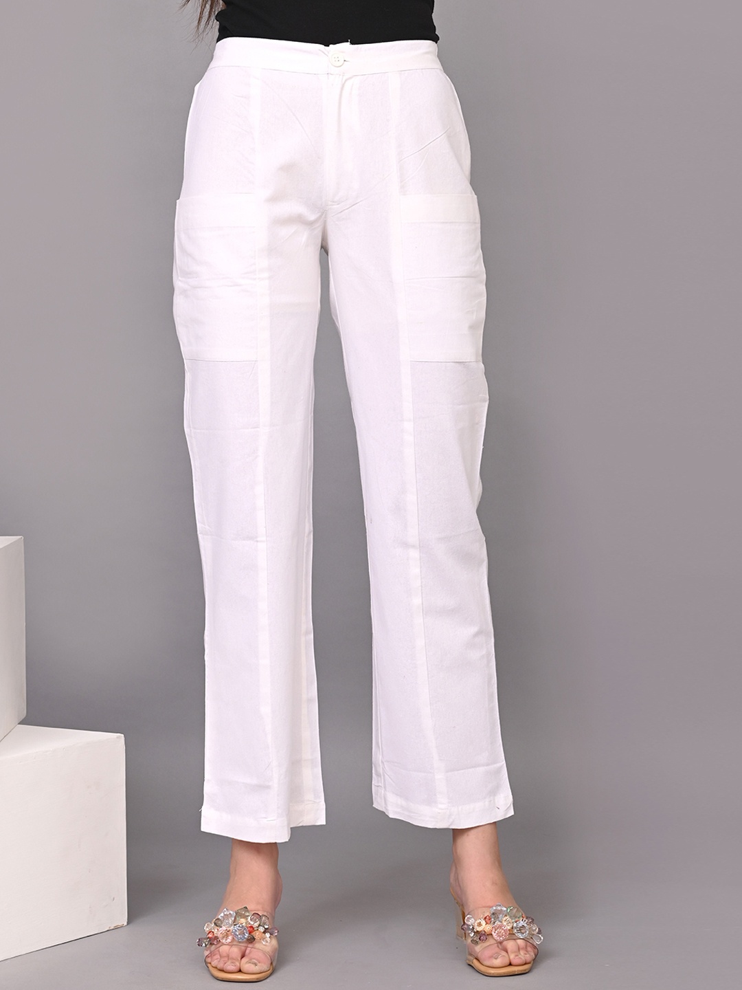 

VYMO Women Trousers, White