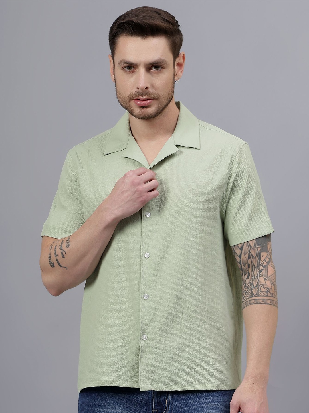 

Moda Rapido Men Classic Opaque Casual Shirt, Green