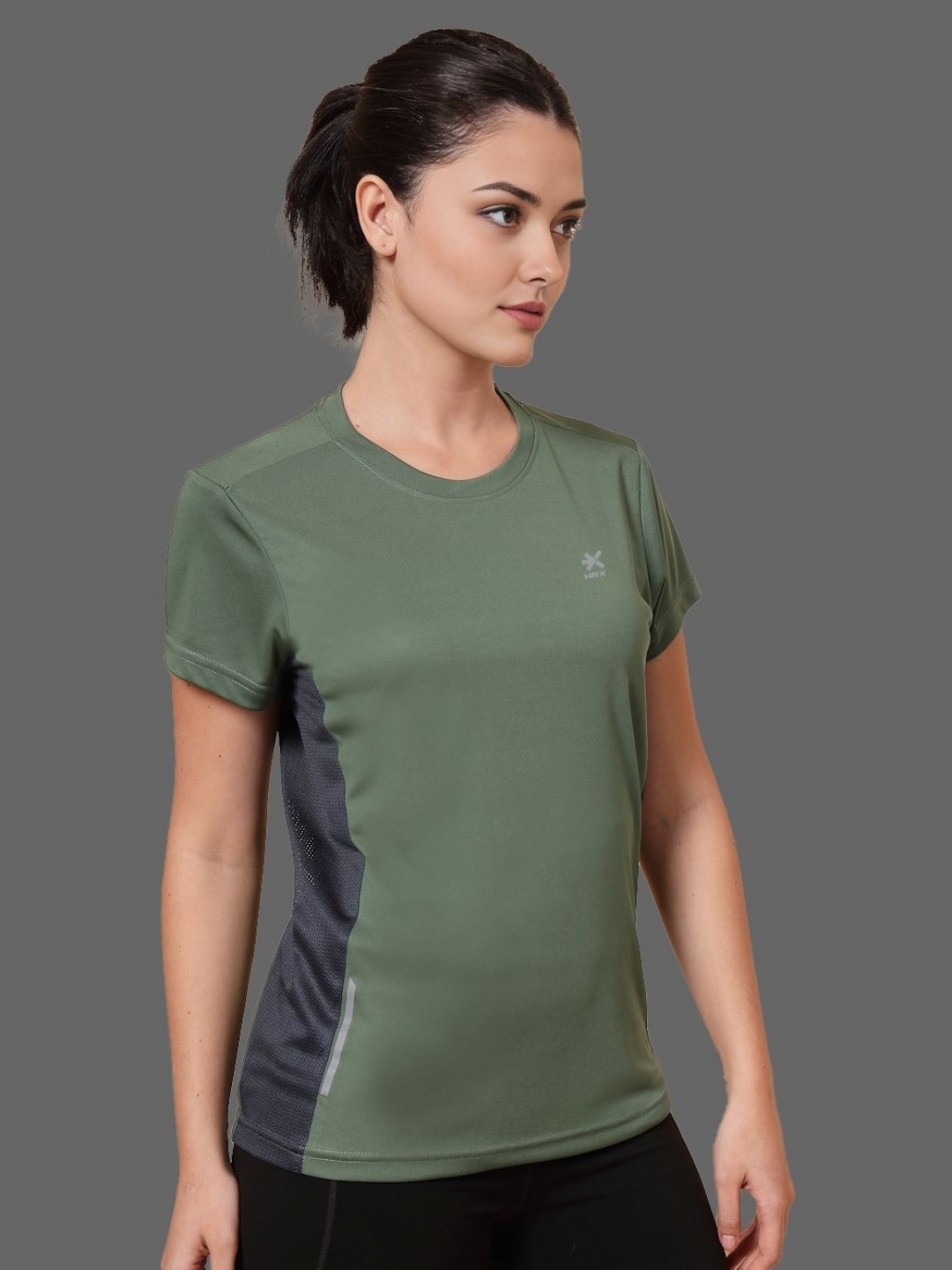 

HRX by Hrithik Roshan Women Colourblocked Round Neck T-shirt, Green