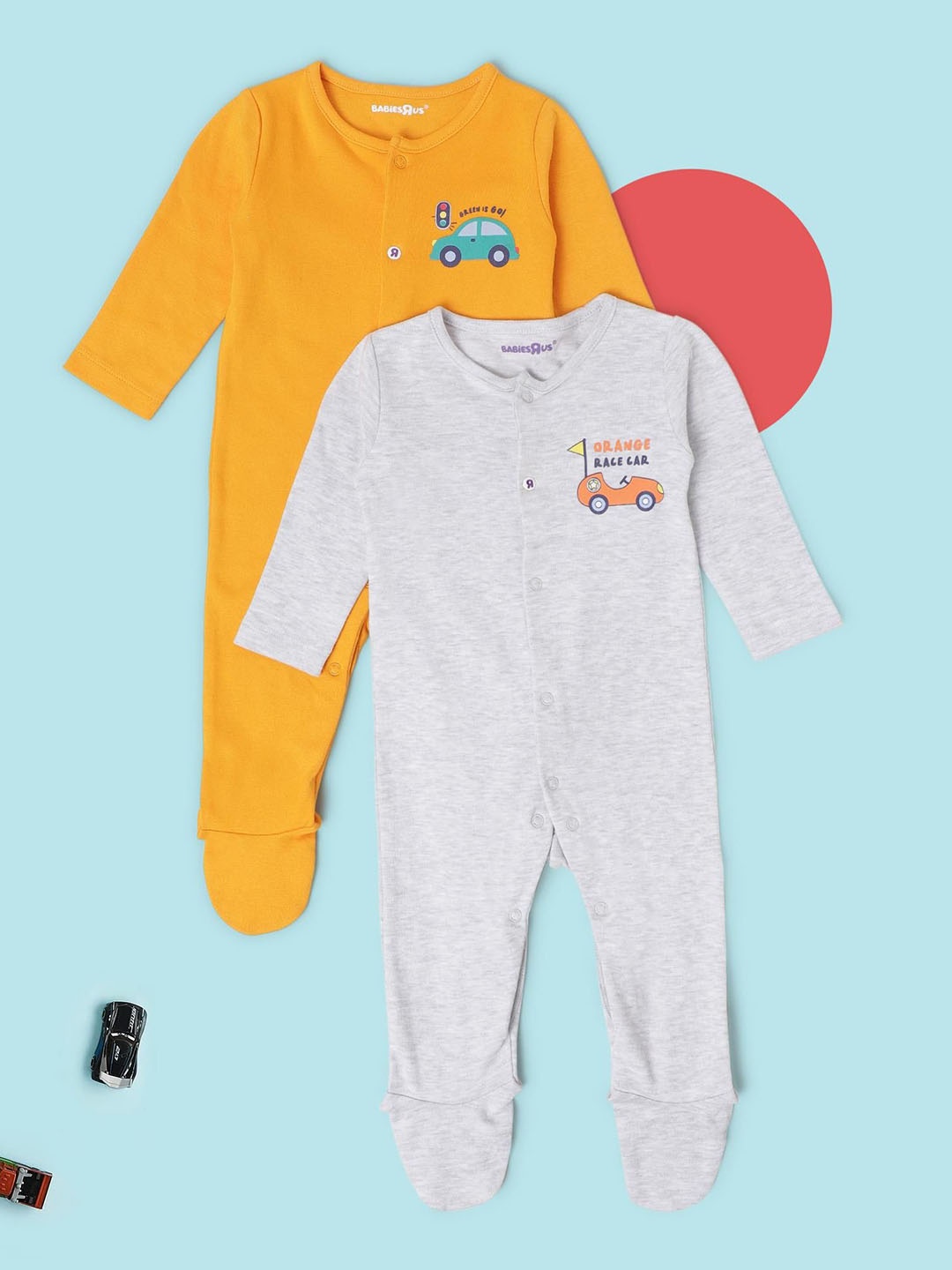 

Babies R Us Boys Pack of 2 Printed Sleepsuit, Grey