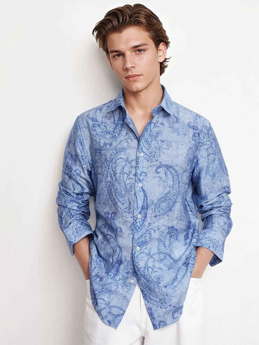 

RARE RABBIT Men Comfort Opaque Printed Casual Shirt, Blue