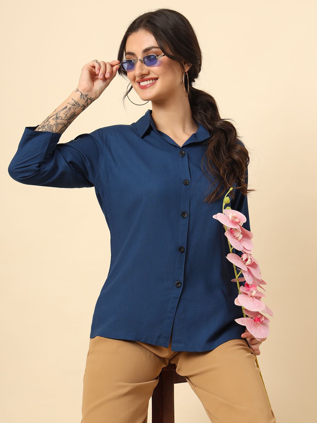 

DressBerry Women Comfort Opaque Casual Shirt, Teal