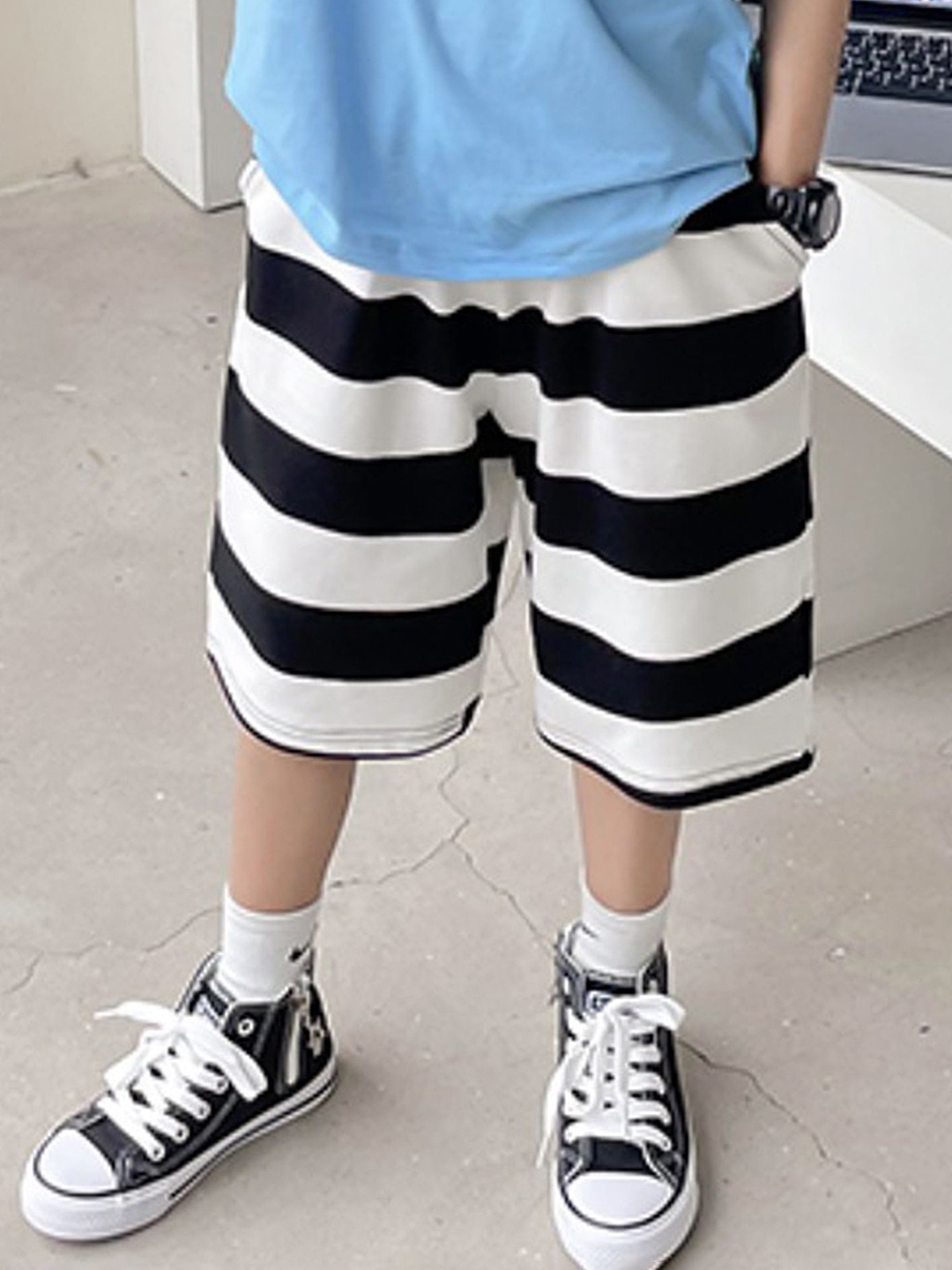

LULU & SKY Boys Striped Technology Shorts, Multi