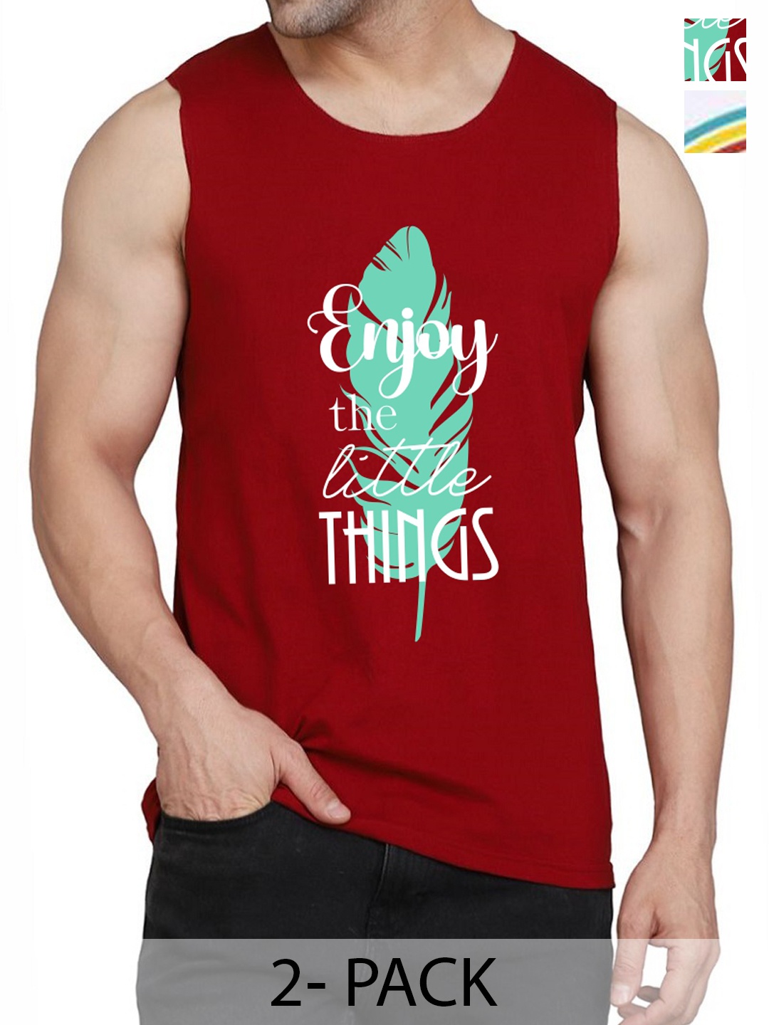 

WOOSTRO Pack Of 2 Printed Gym Vests RS26 (ENJOY MAROON)(RUN WHITE)