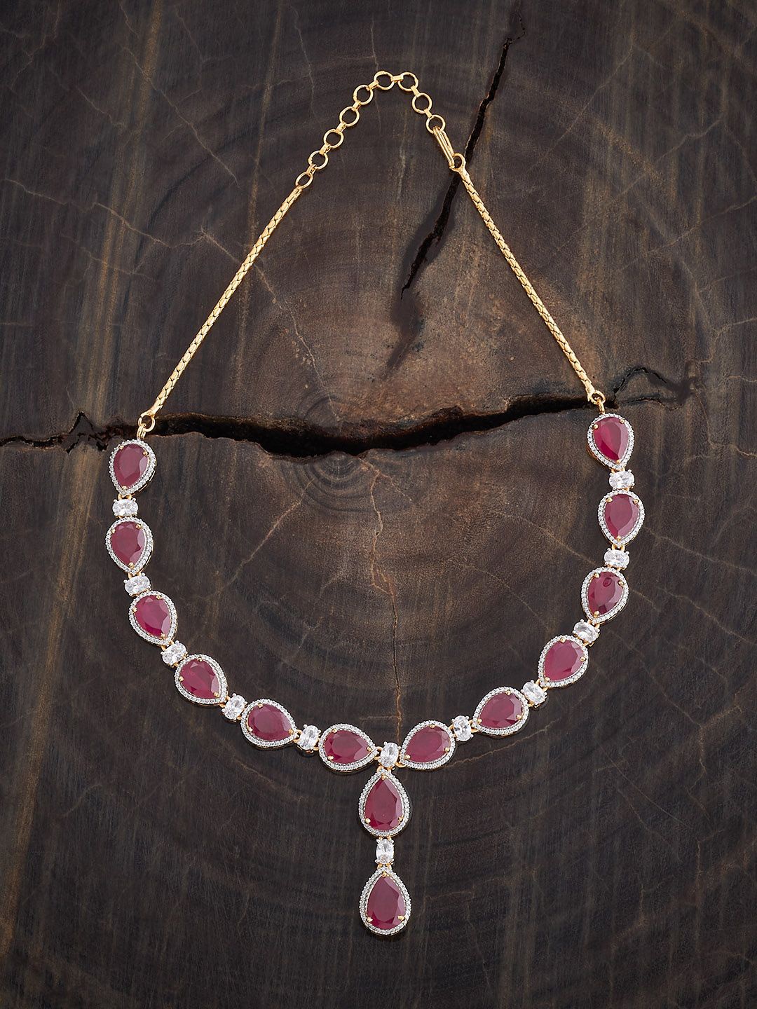 

Kushal's Fashion Jewellery Copper Gold-Plated Artificial Stones Studded Antique Necklace