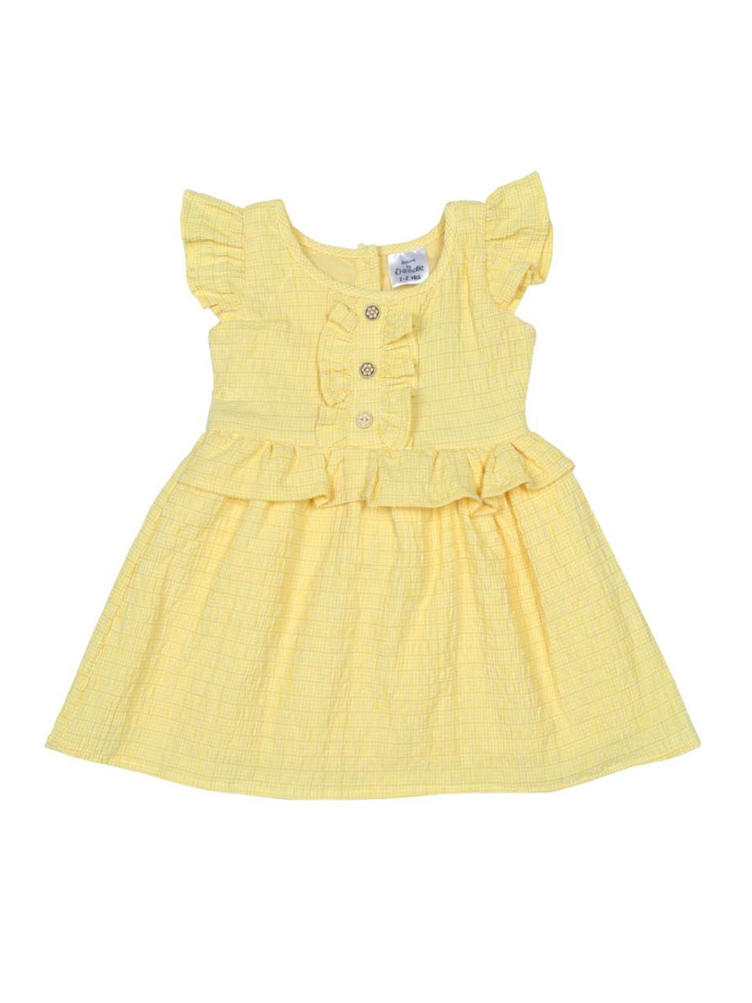 

Doodle Girls Checked Flutter Sleeve Fit & Flare Dress, Yellow