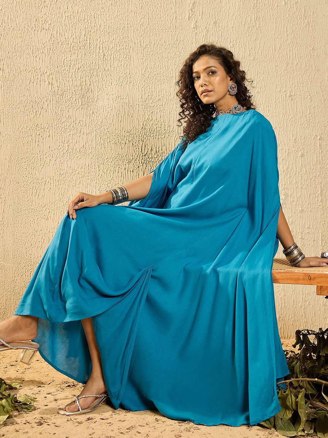 

InWeave Cape Sleeve Maxi Dress, Blue