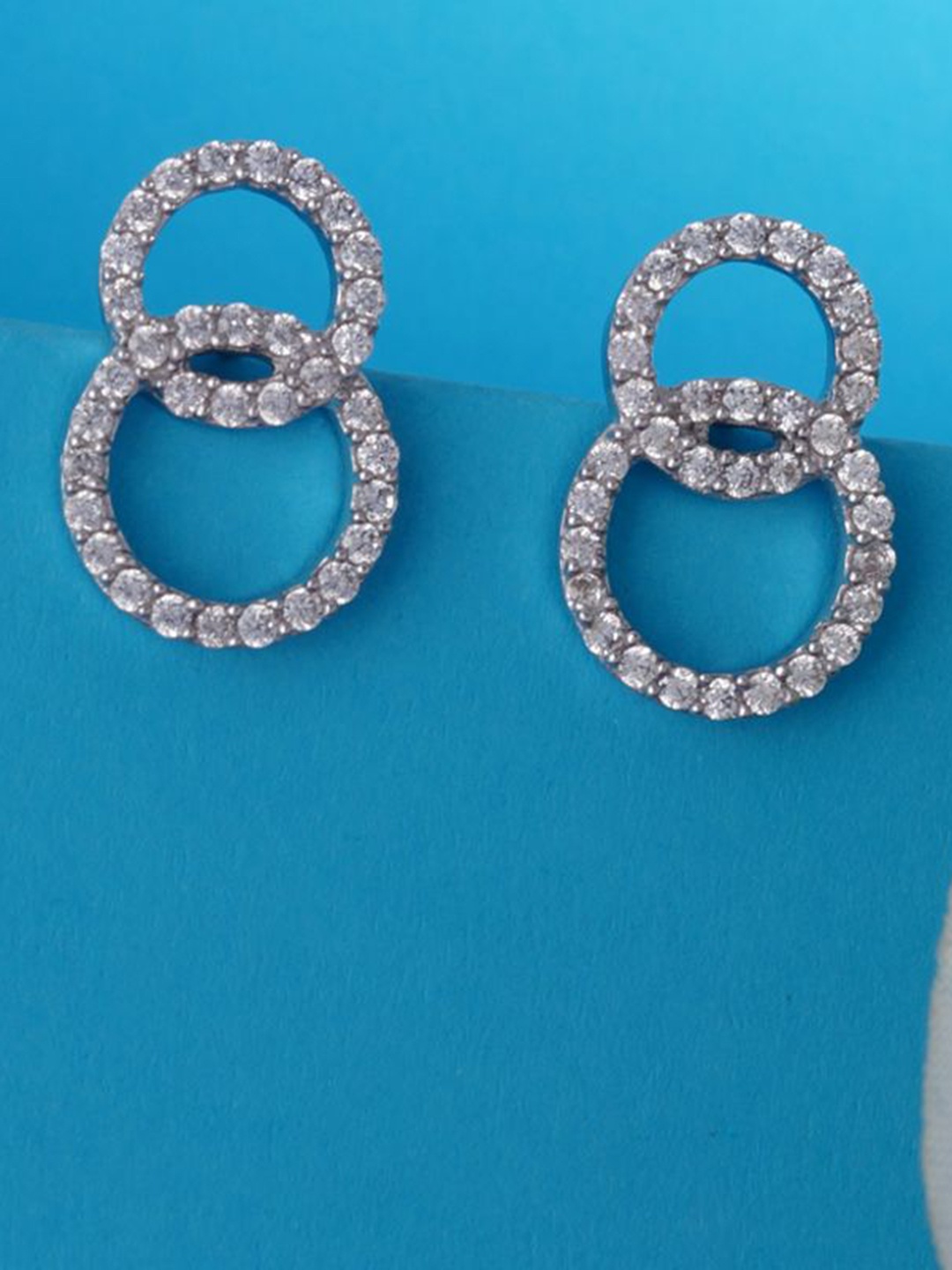 

Tuanz Silver Jewelry 925 Sterling Silver Rhodium-Plated Contemporary Shaped Drop Earrings