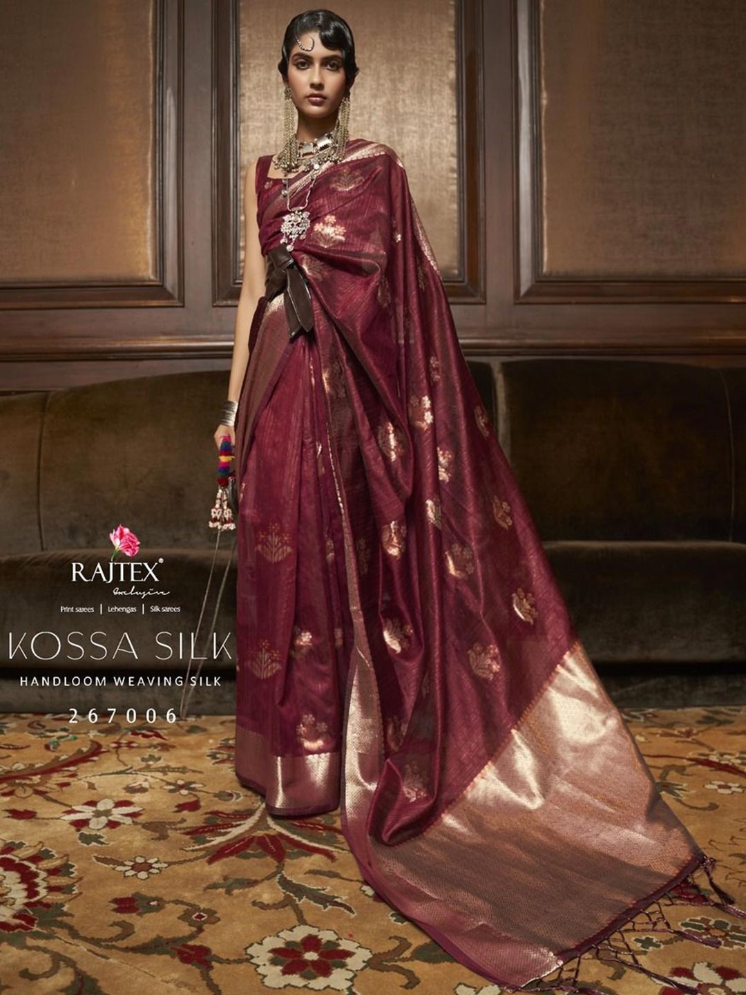 

Anouk Woven Design Zari Silk Blend Designer Saree, Maroon