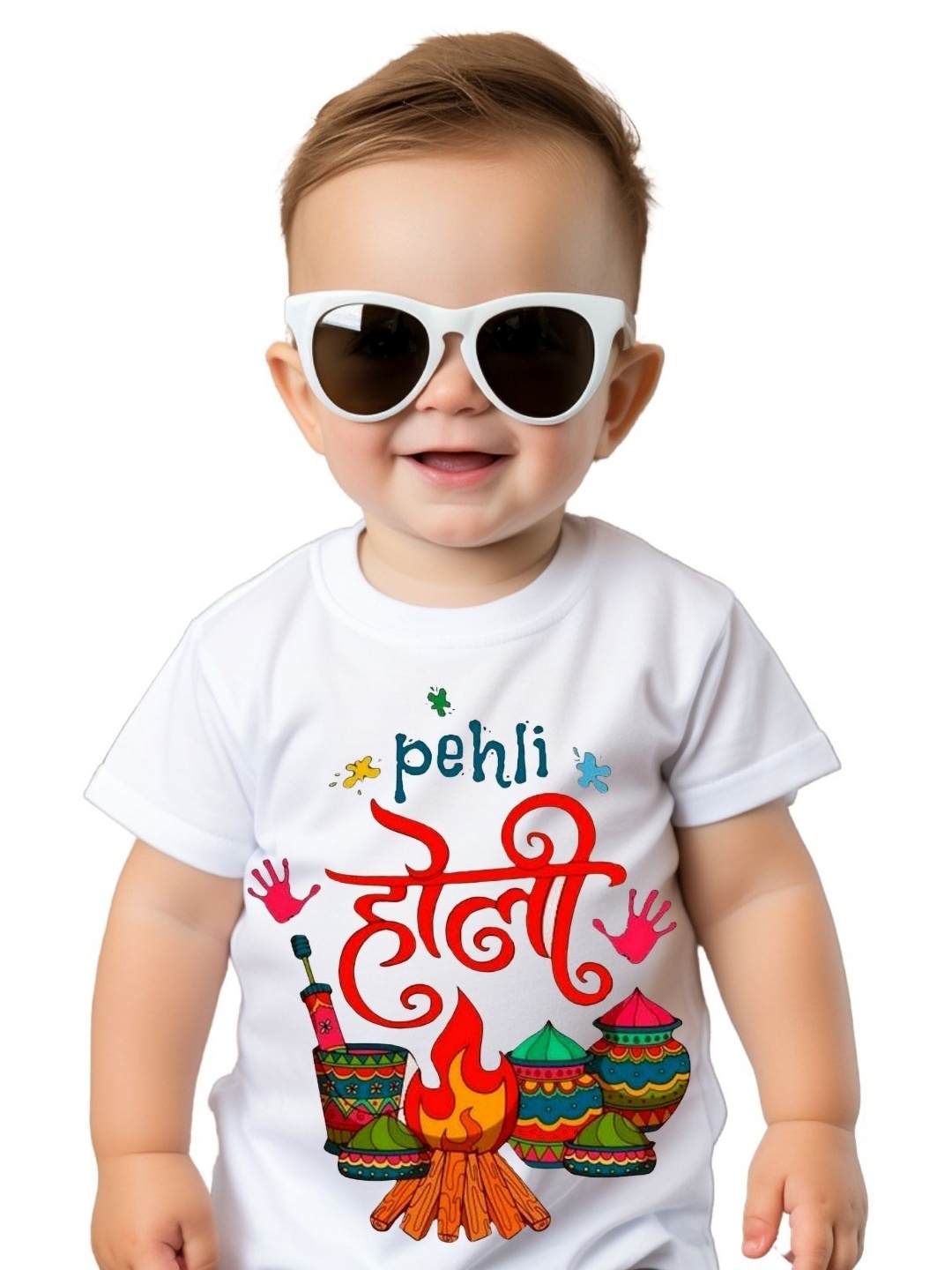 

itsmycostume Unisex Kids My First holi tshirts, White