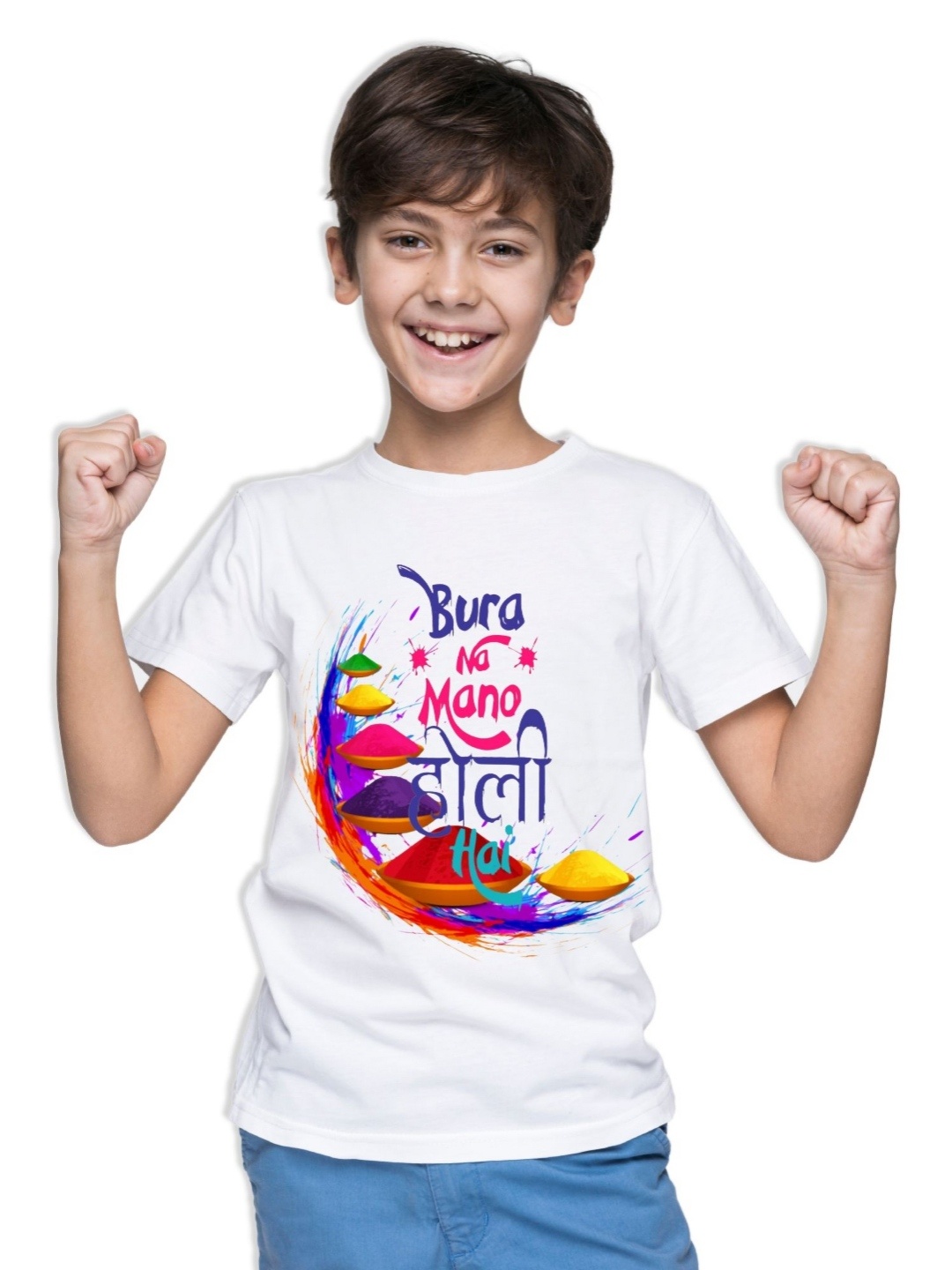 

itsmycostume Unisex Kids Holi tshirts, White