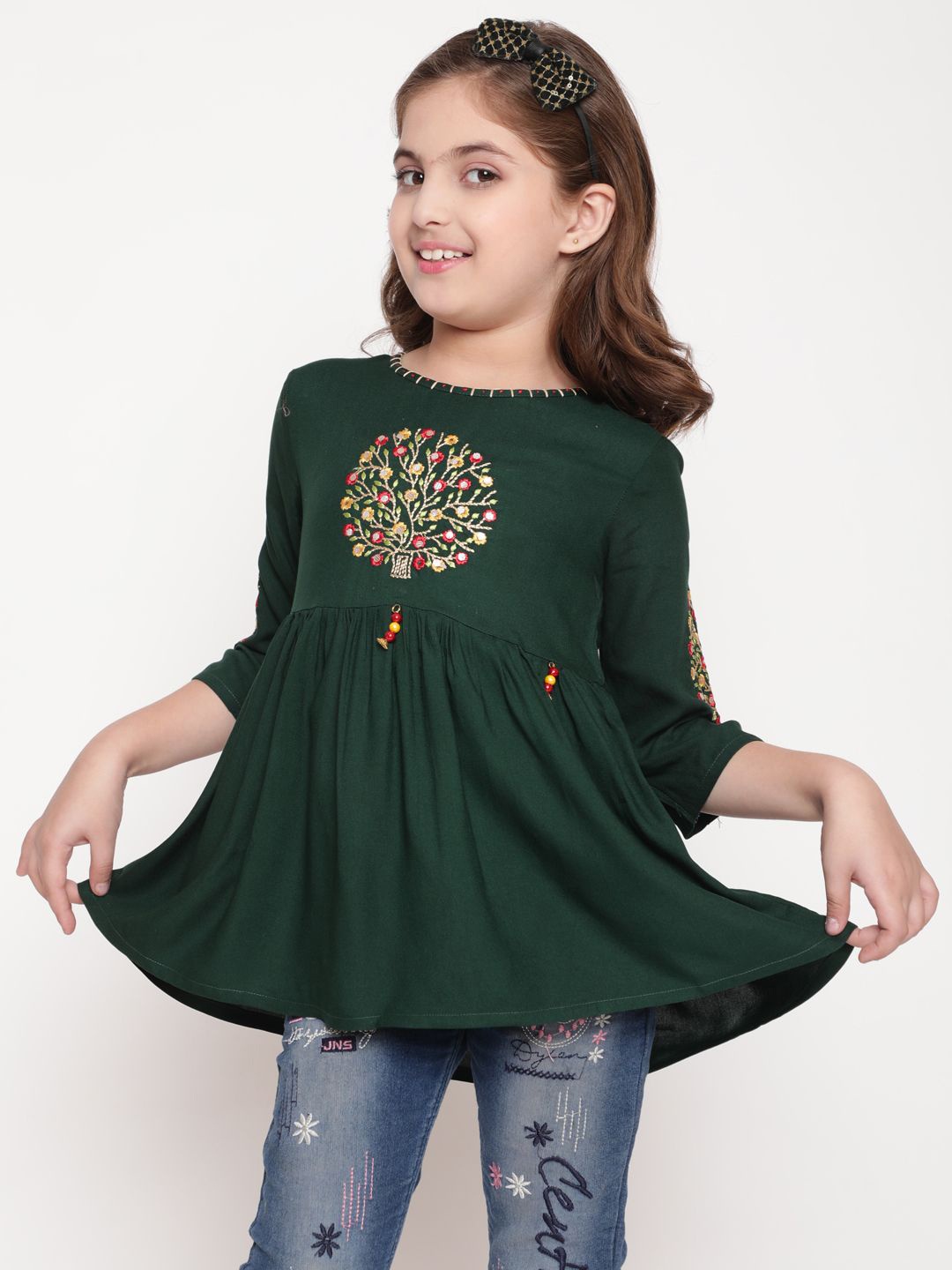 

Miss & Chief Embroidered Top, Green