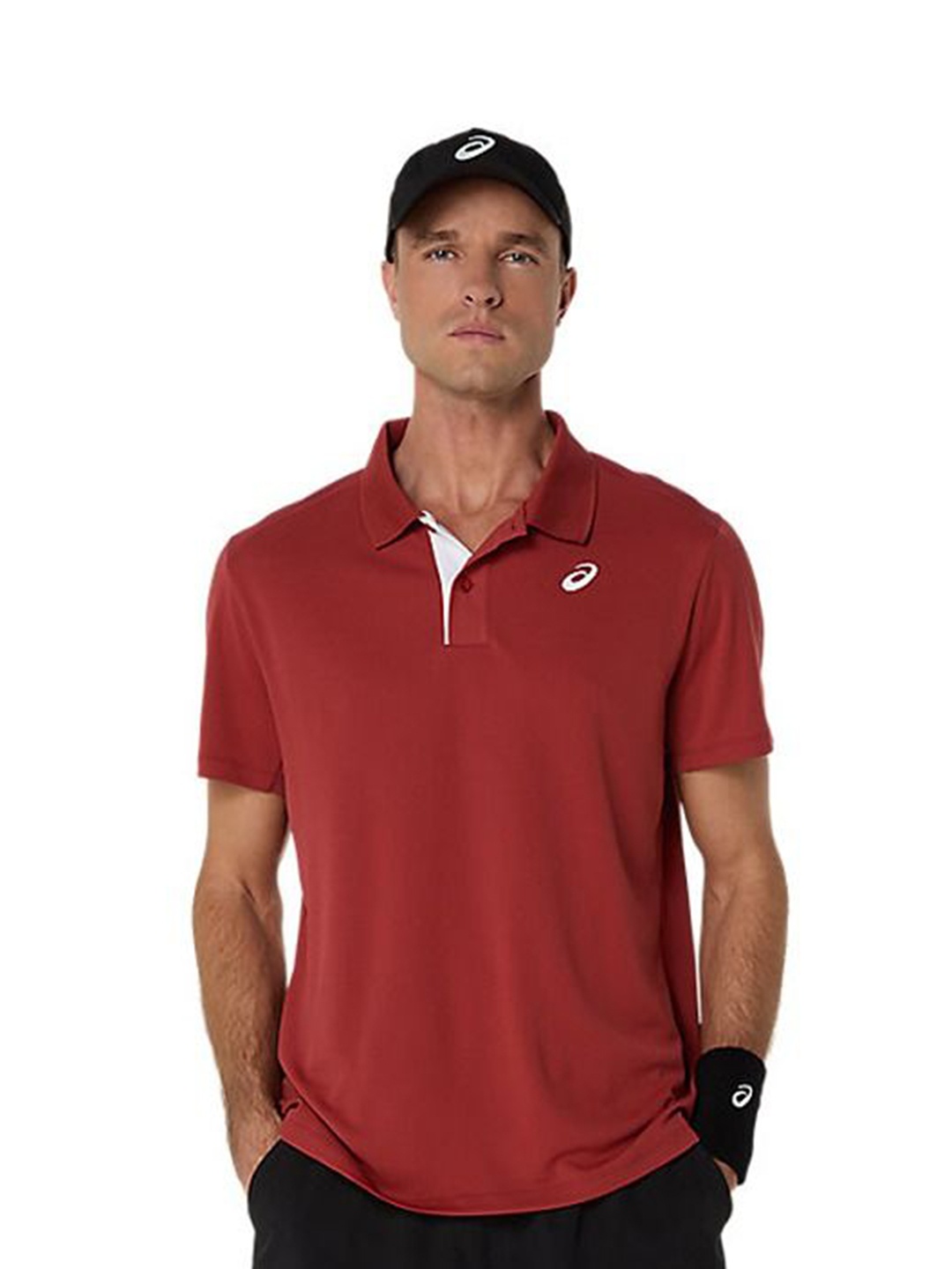

ASICS Men Solid Polo Collar T-shirt, Red