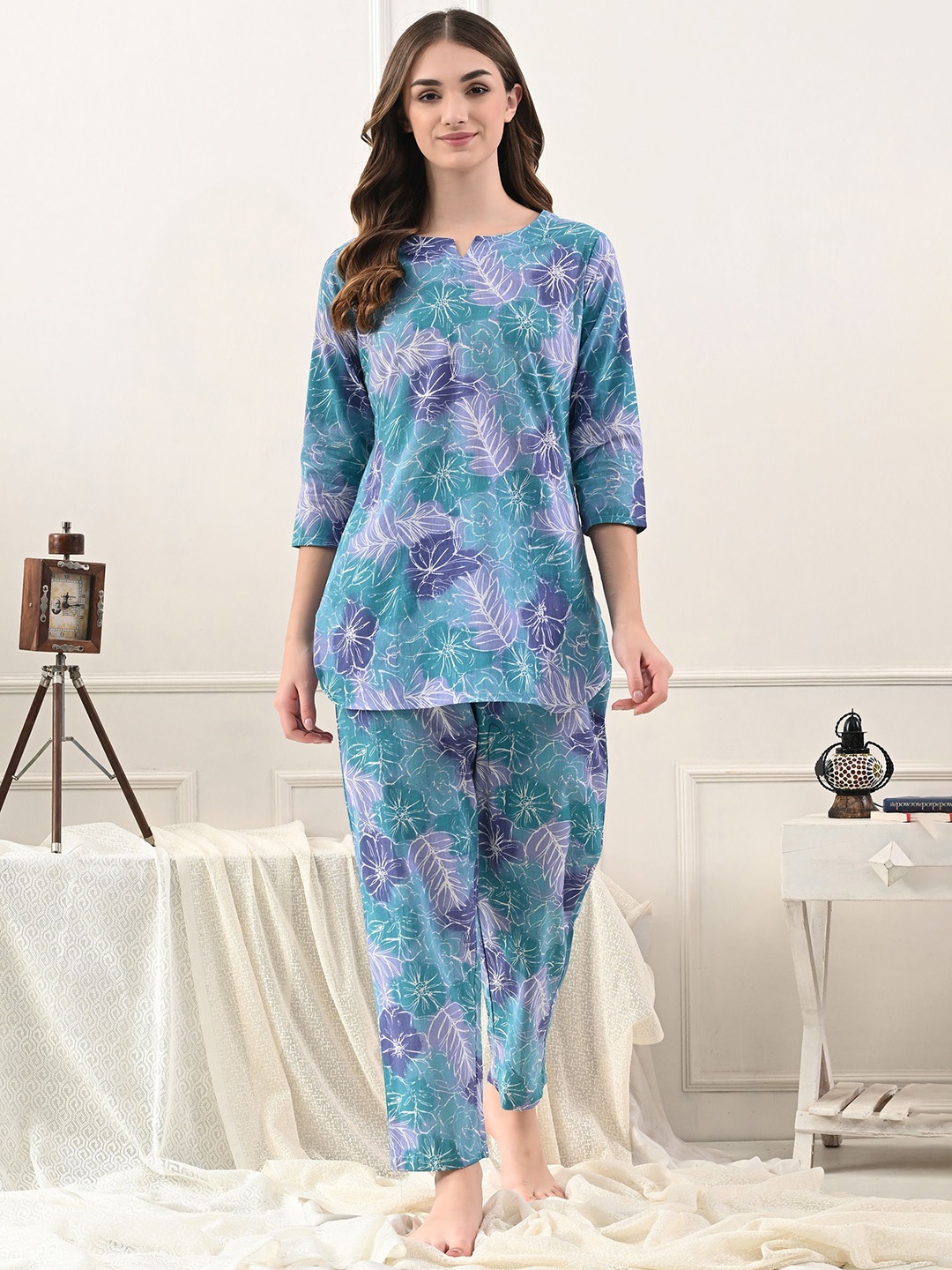 

TREND ME Women Printed Night suit, Green