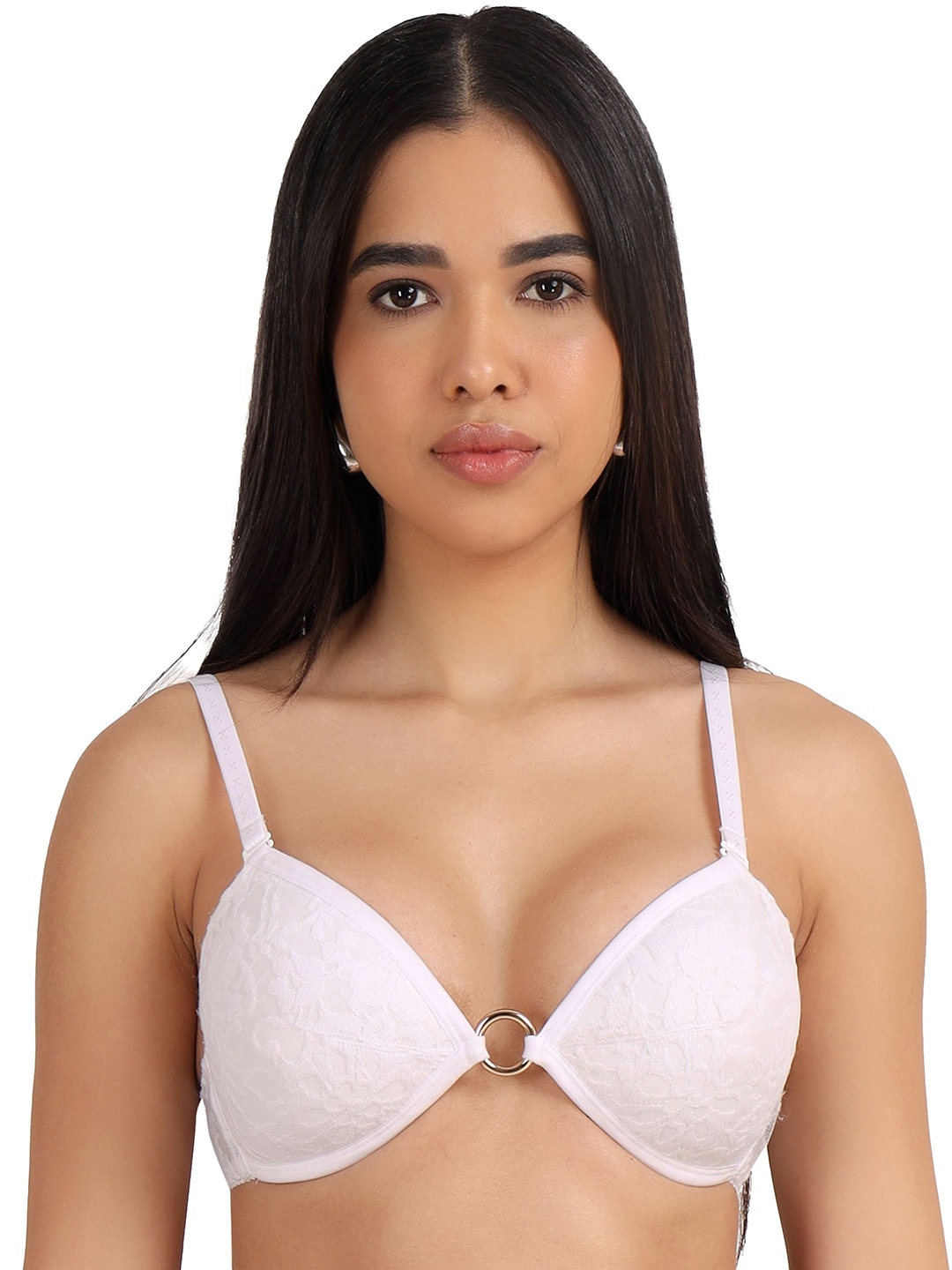 

SELFCARE Abstract Bra Half Coverage Lightly Padded, White