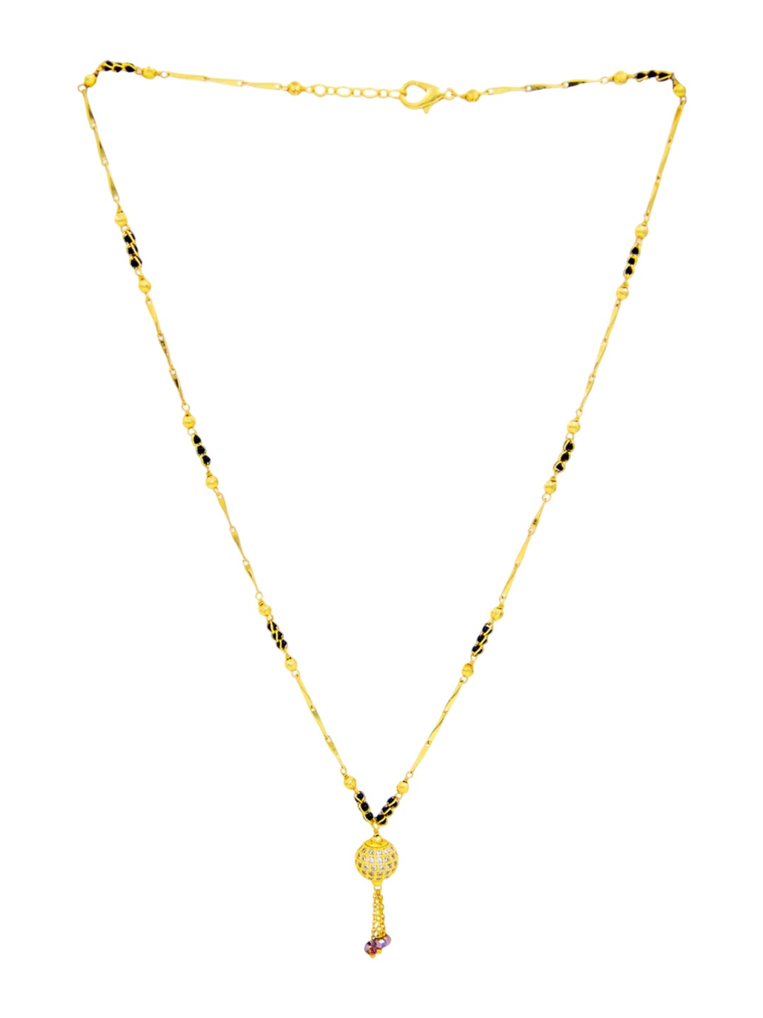 

jueri Gold-Plated American Diamond Studded Mangalsutra