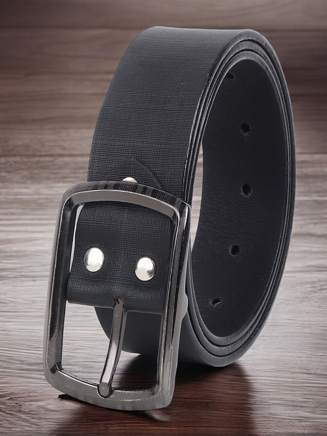 

Metronaut Men Textured Leather Formal Belt, Black