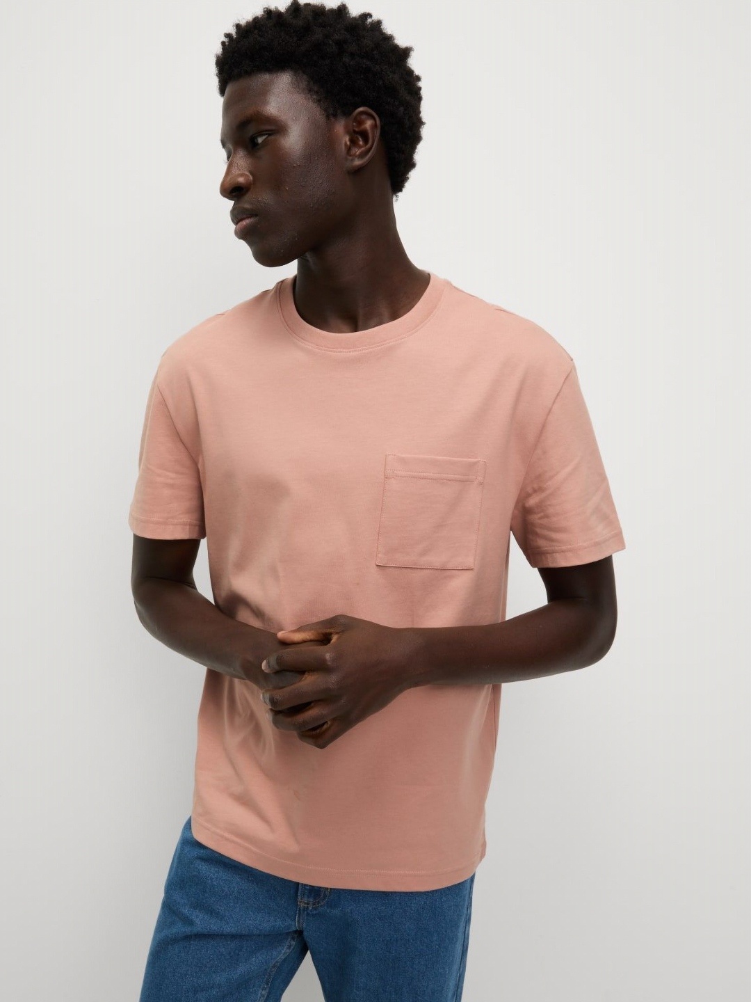 

Marks & Spencer Men Solid Round Neck Cotton T-shirt, Pink