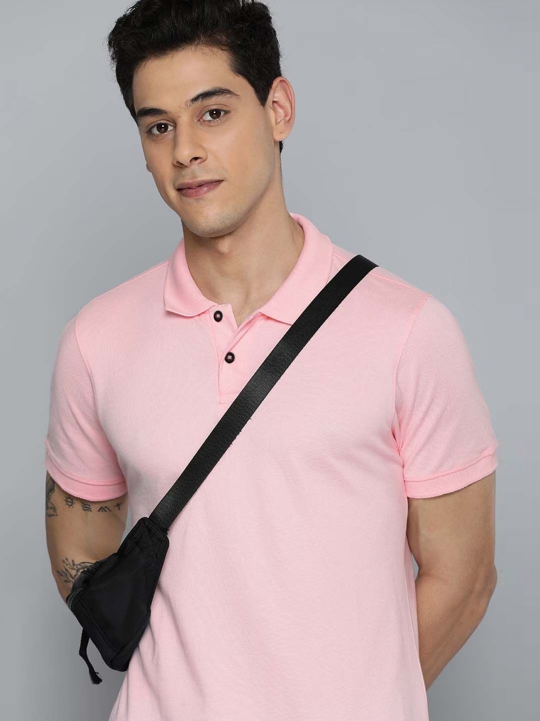 

Organic Chics Men Anti Odour Solid Polo Collar Cotton T-shirt, Pink