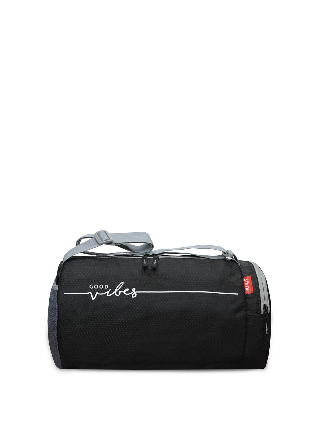 

Sfane Typography Printed Shoulder Straps Duffel Bag, Black