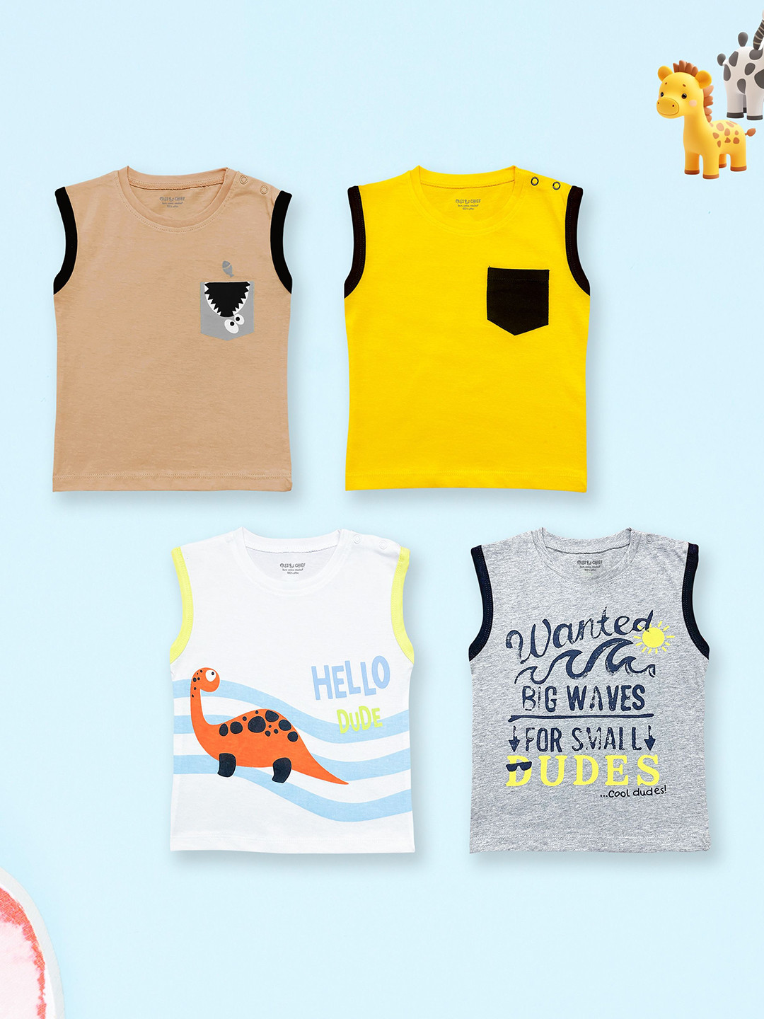 

Miss & Chief Unisex Kids Graphic Printed Round Neck Regular Fit Cotton T-shirts, Yellow