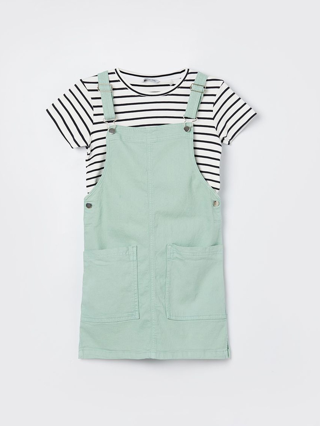 

Fame Forever by Lifestyle Striped Pinafore Dress, Grey
