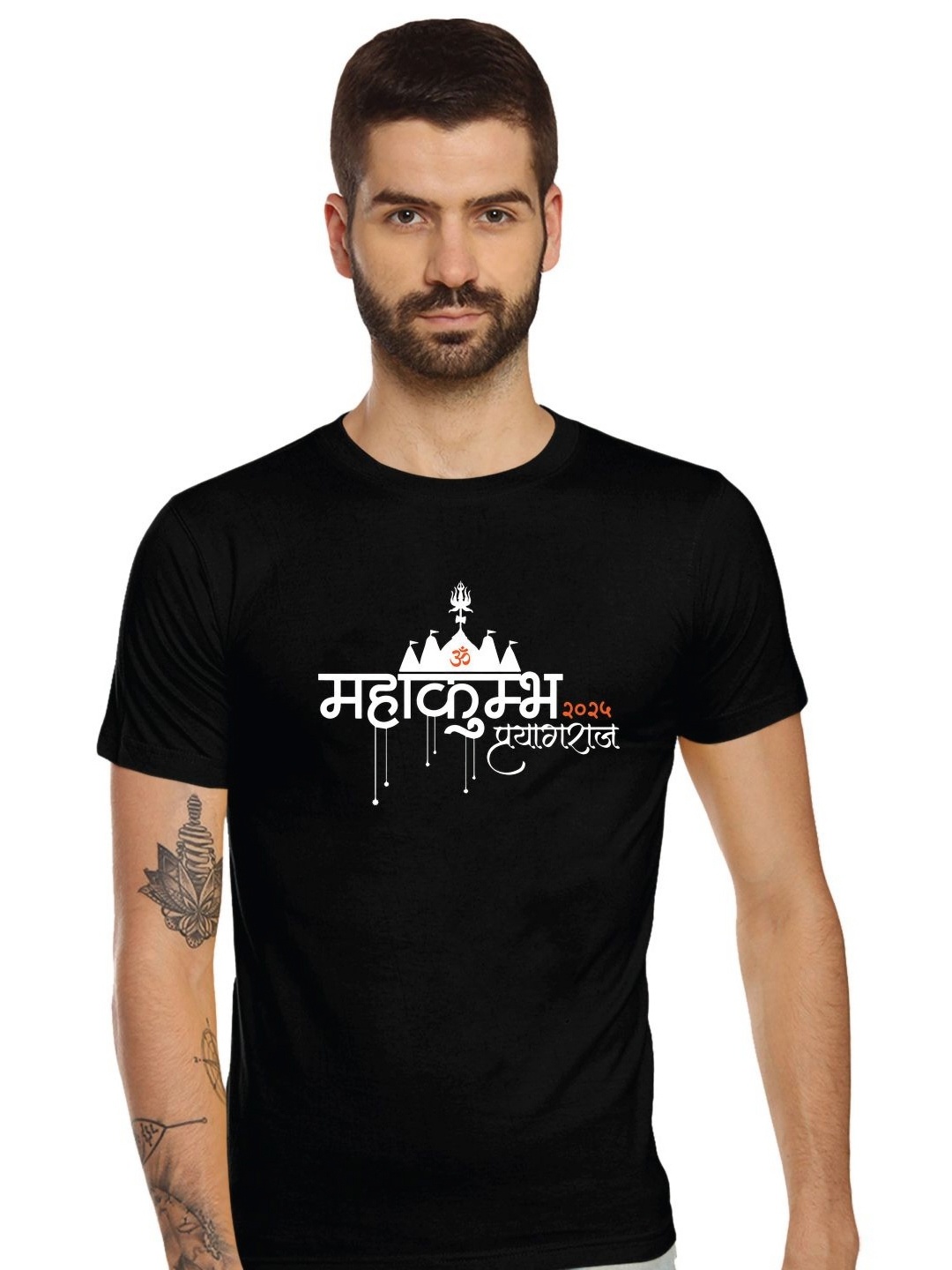 

Tantra Men Printed Applique T-shirt, Black