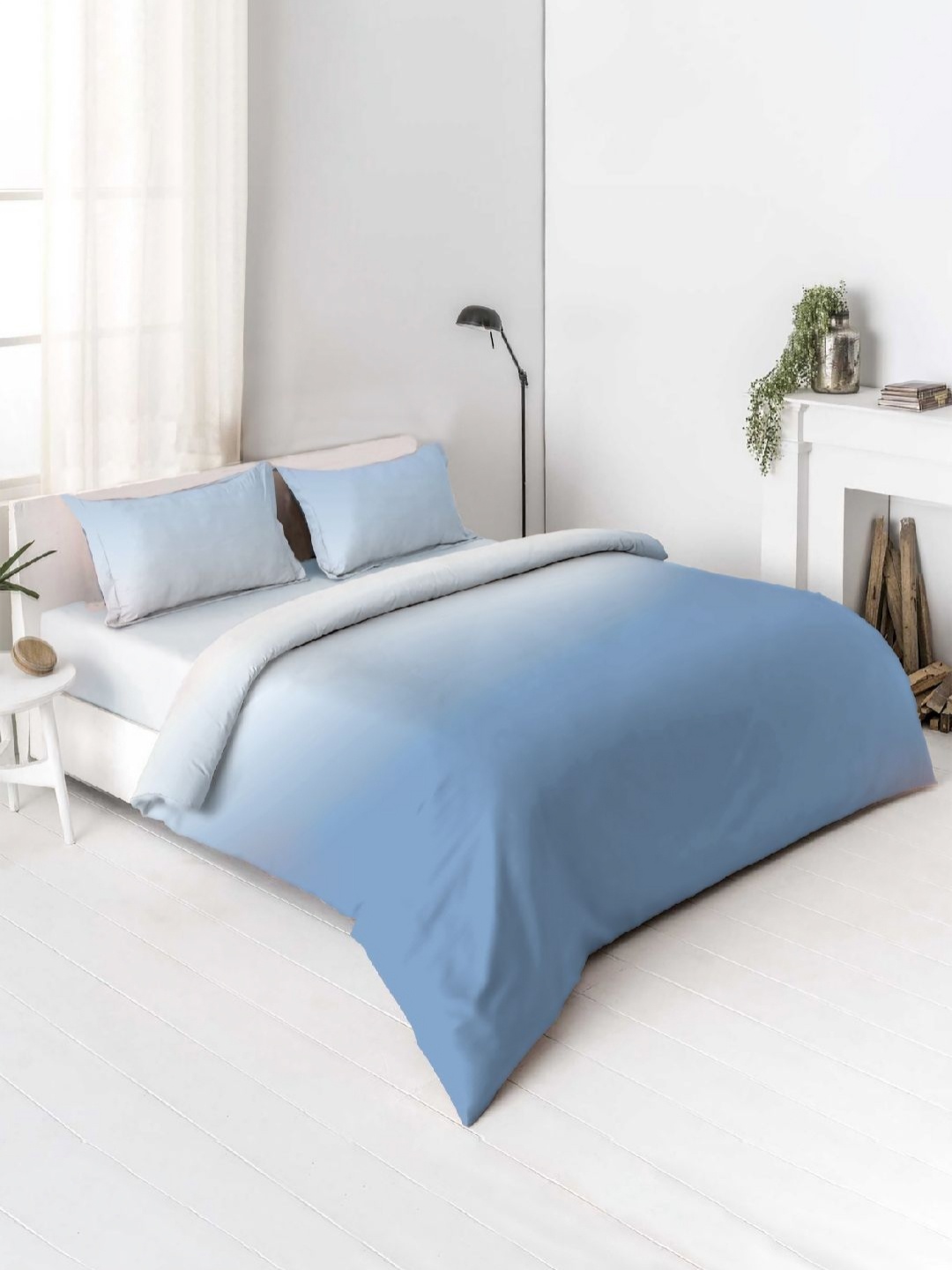 

VINTANA Blue Cotton 250 TC Ombre King Bedsheet Set 2.74 m x 2.74 m