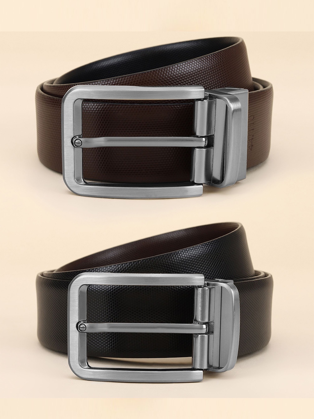 

GIL Men Pack Of 2 Leather Formal Belt, Black