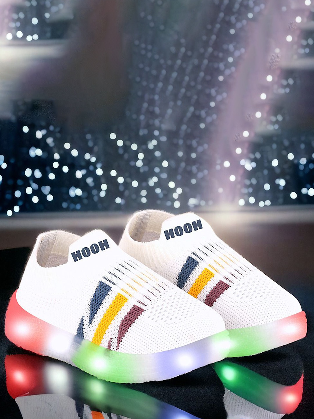 

HOOH Now Comfort in Fashion Unisex Kids Woven Design Slip-On Sneakers, White
