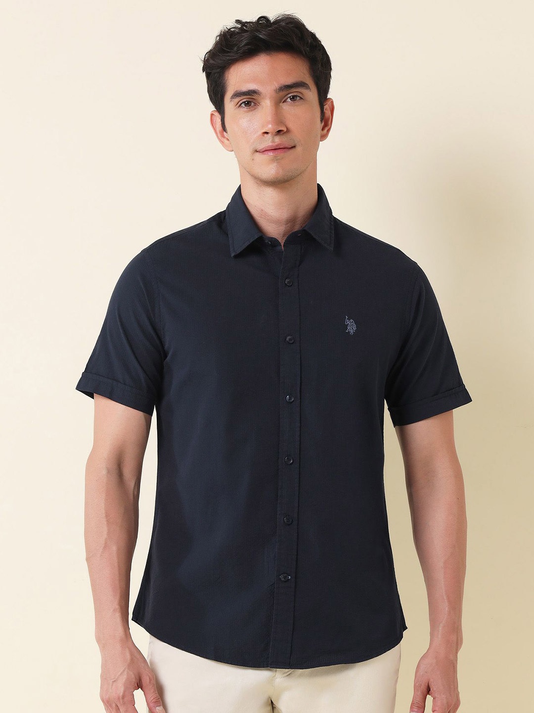 

U.S. Polo Assn. Men Classic Tailored Fit Opaque Casual Shirt, Blue