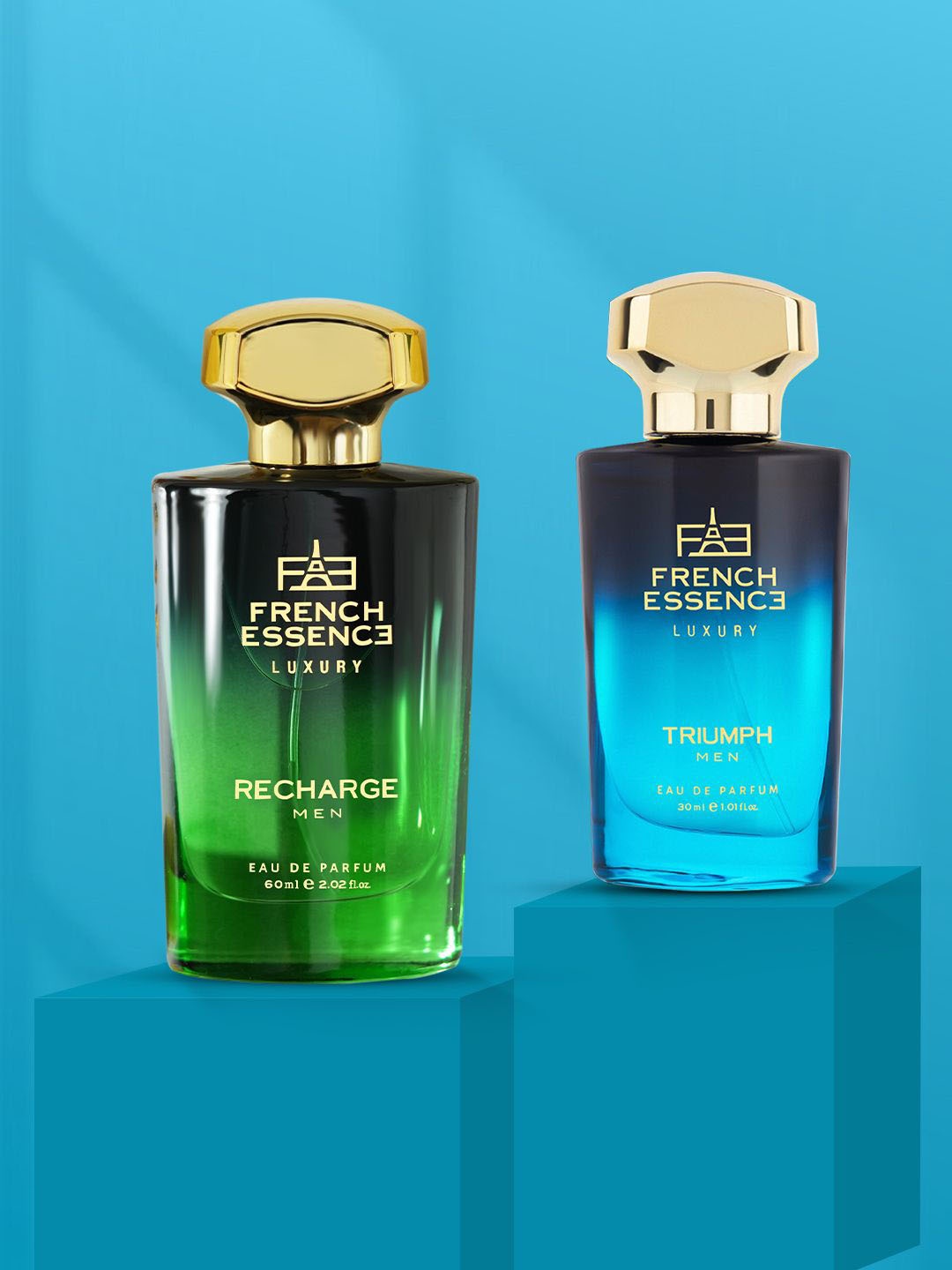 

FRENCH ESSENCE Men Triumph Set Of 2 Long Lasting EDP - 30 ml And Recharge EDP - 60 ml, Gold
