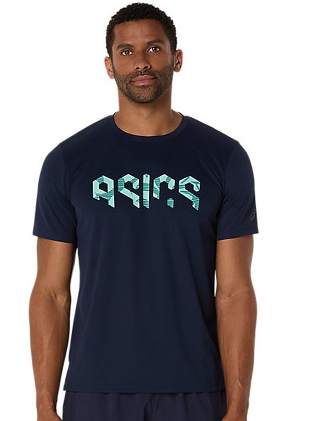 

ASICS Men Typography Printed Round Neck T-shirt, Navy blue
