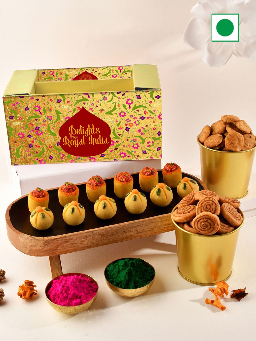 

RawFruit Set Of 4 Holi Sweets Gifting Joy, Yellow