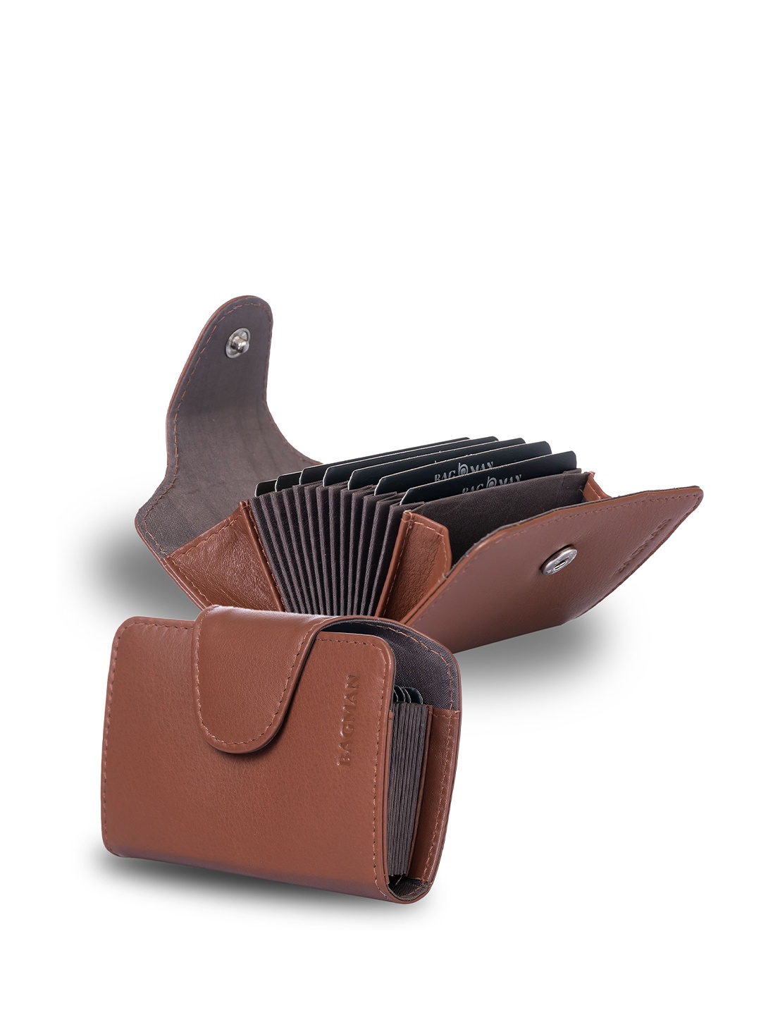 

BAGMAN Men Leather Card Holder, Tan