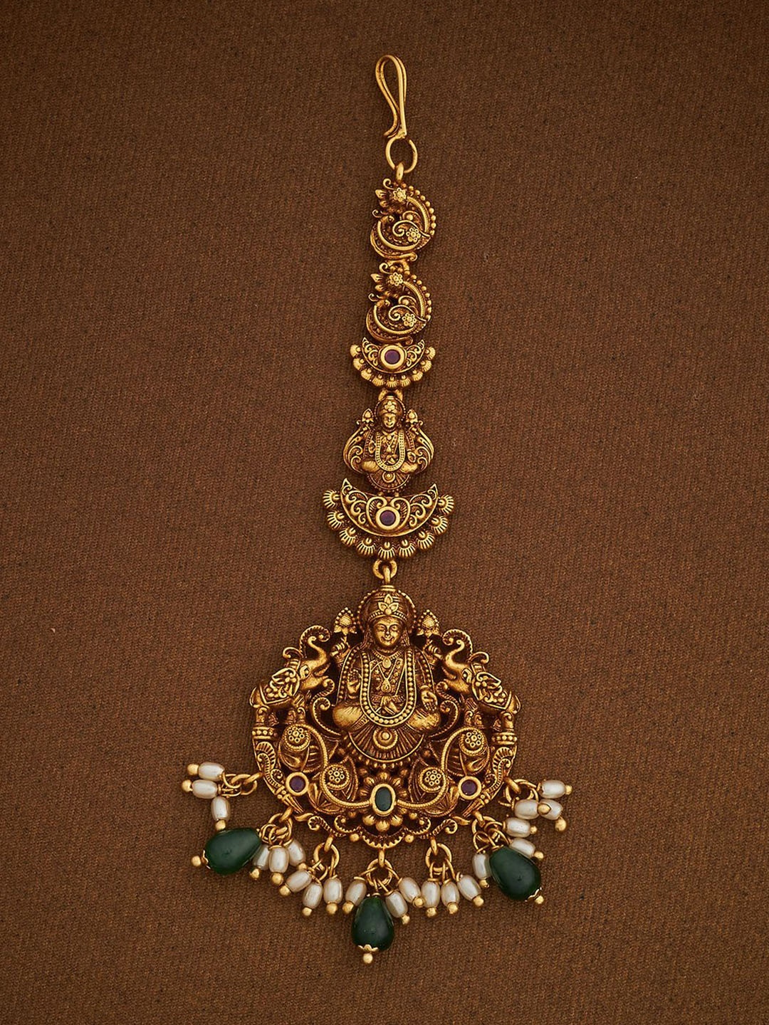 

Kushal's Fashion Jewellery Gold-Plated Antique Maang Tikka