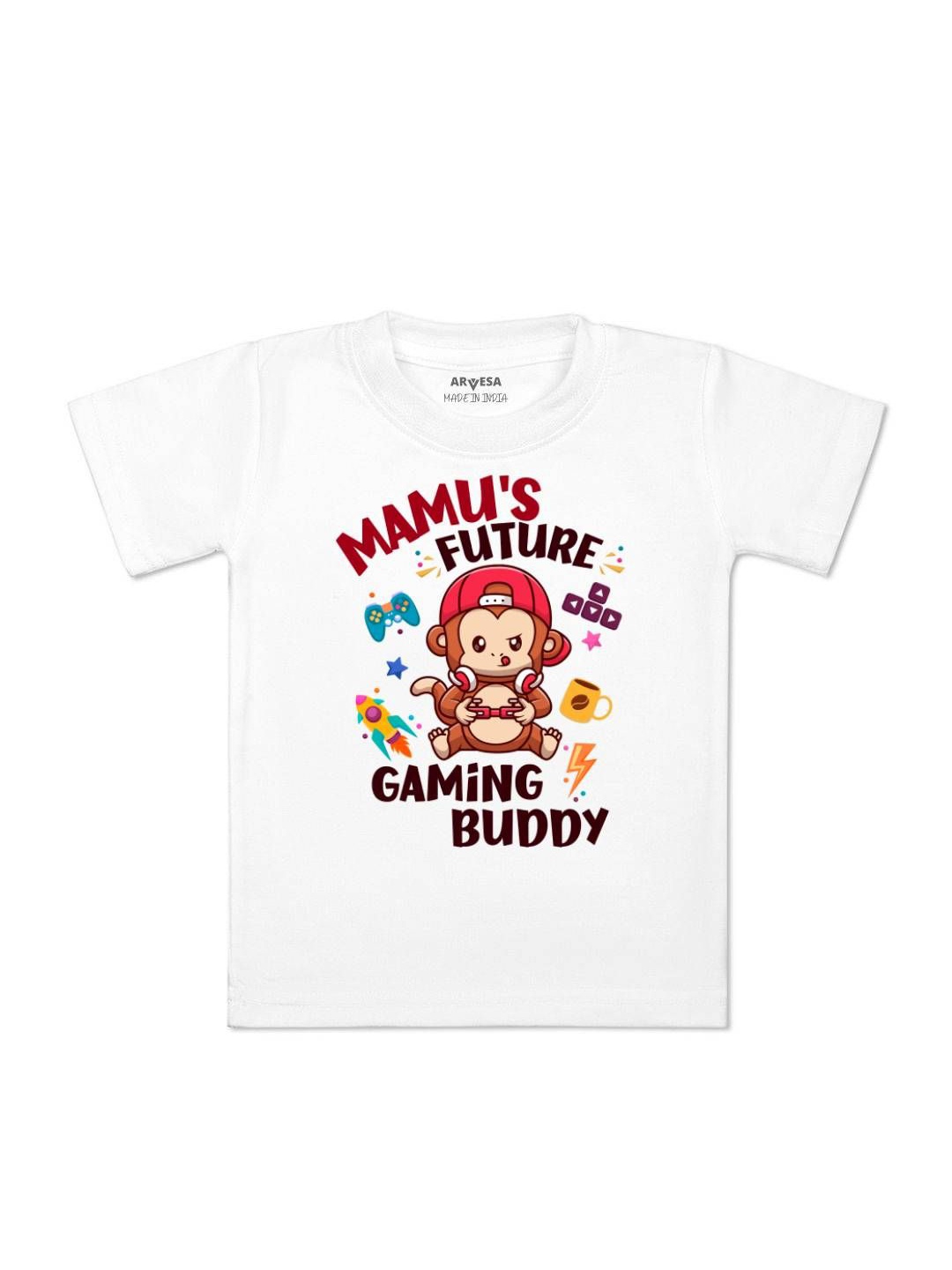 

Arvesa Kids Mamu Future Gaming Buddy Printed Tshirt, White