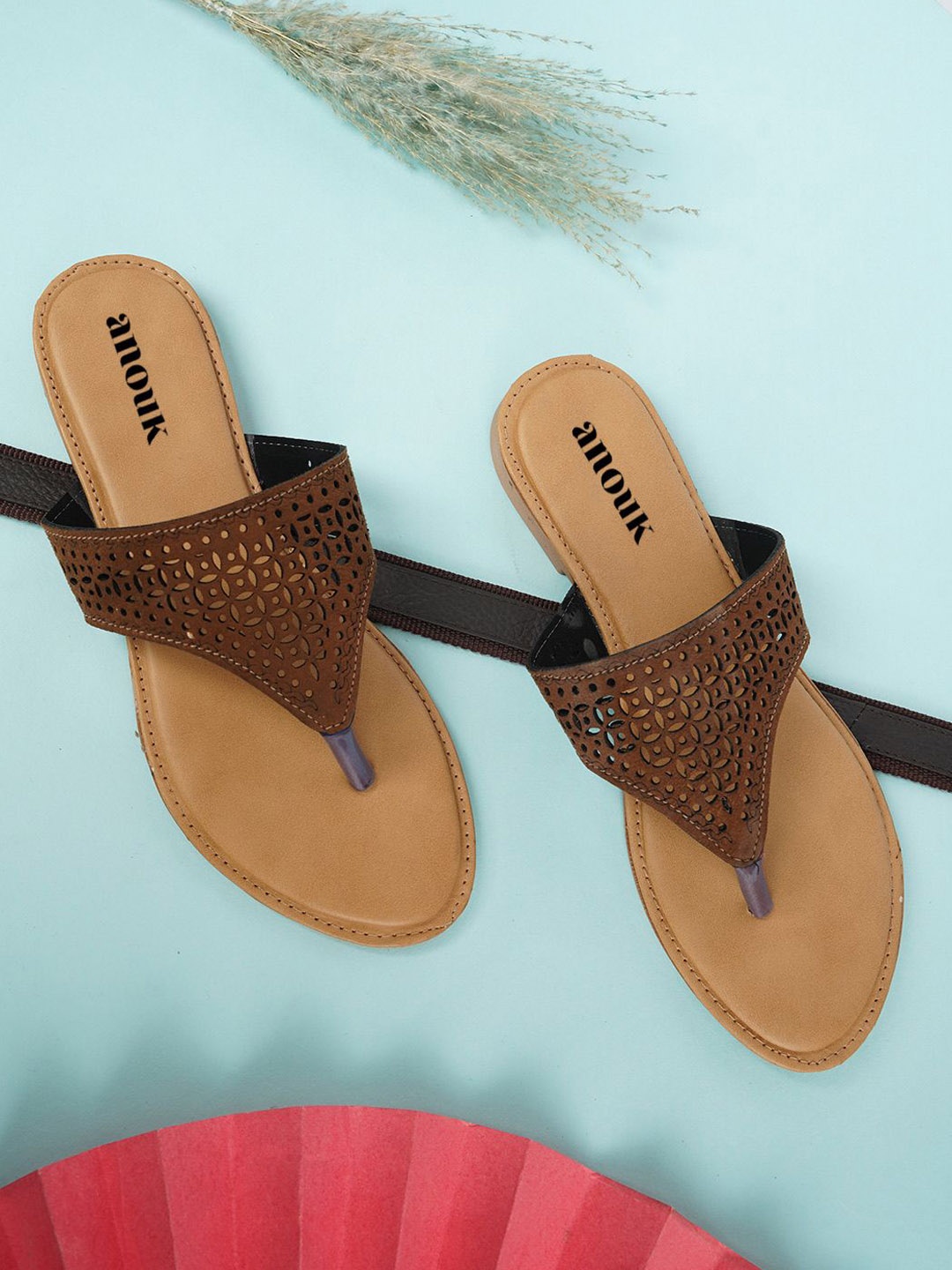 

Anouk Women Embellished One Toe Flats with Laser Cuts, Brown