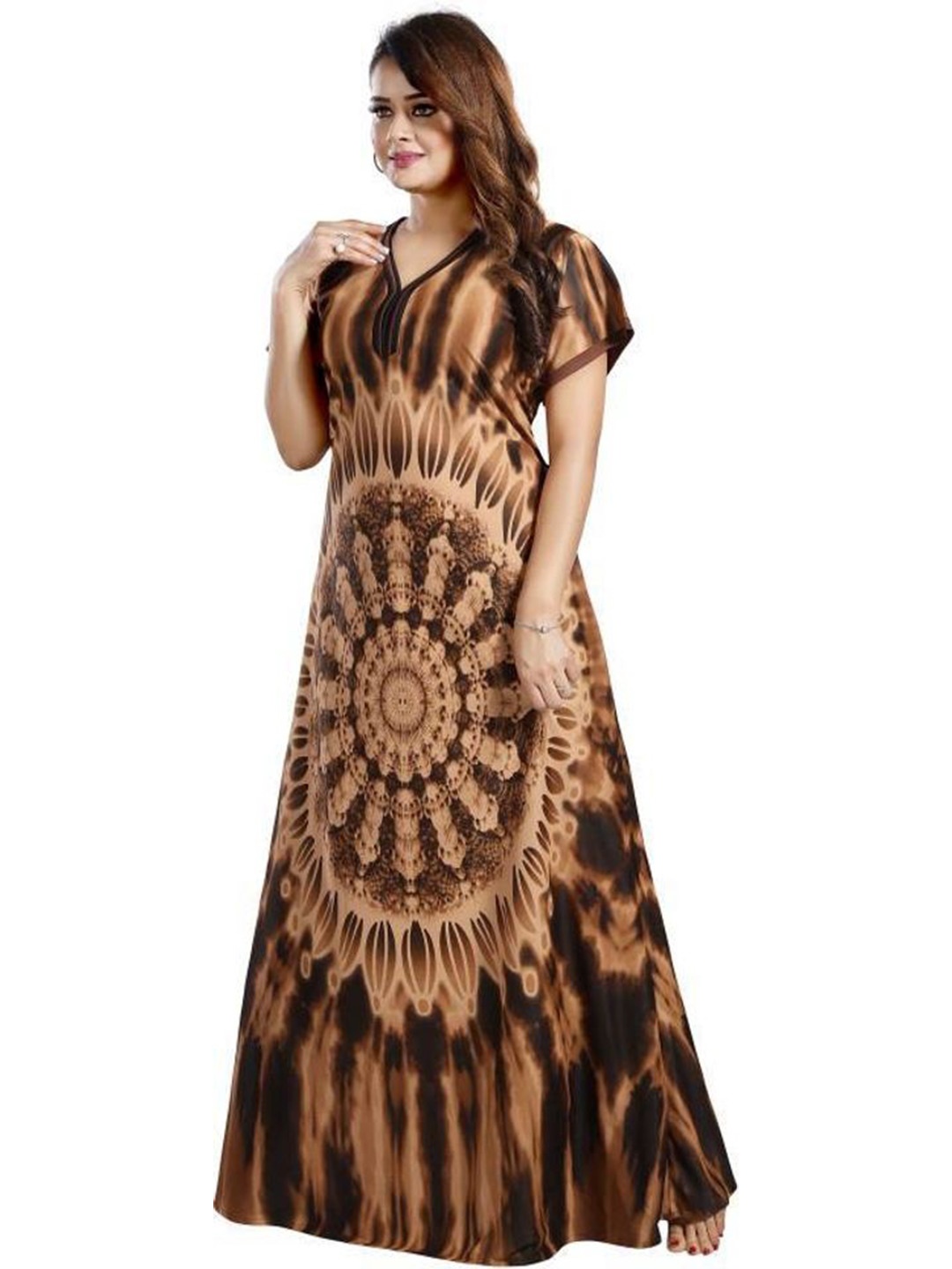 

PR PINK ROYAL Printed Maxi Nightdress, Black