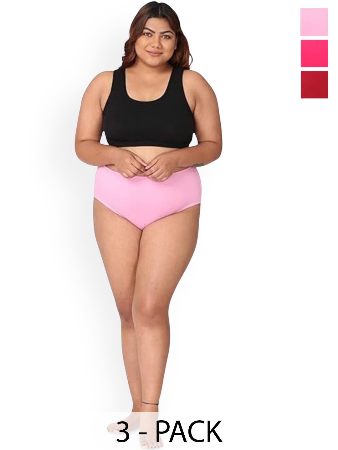 

SHREE GANESH FASHION Pack Of 3 Cotton Bikini Briefs plus-PK-LP-RD-003-XL3., Pink