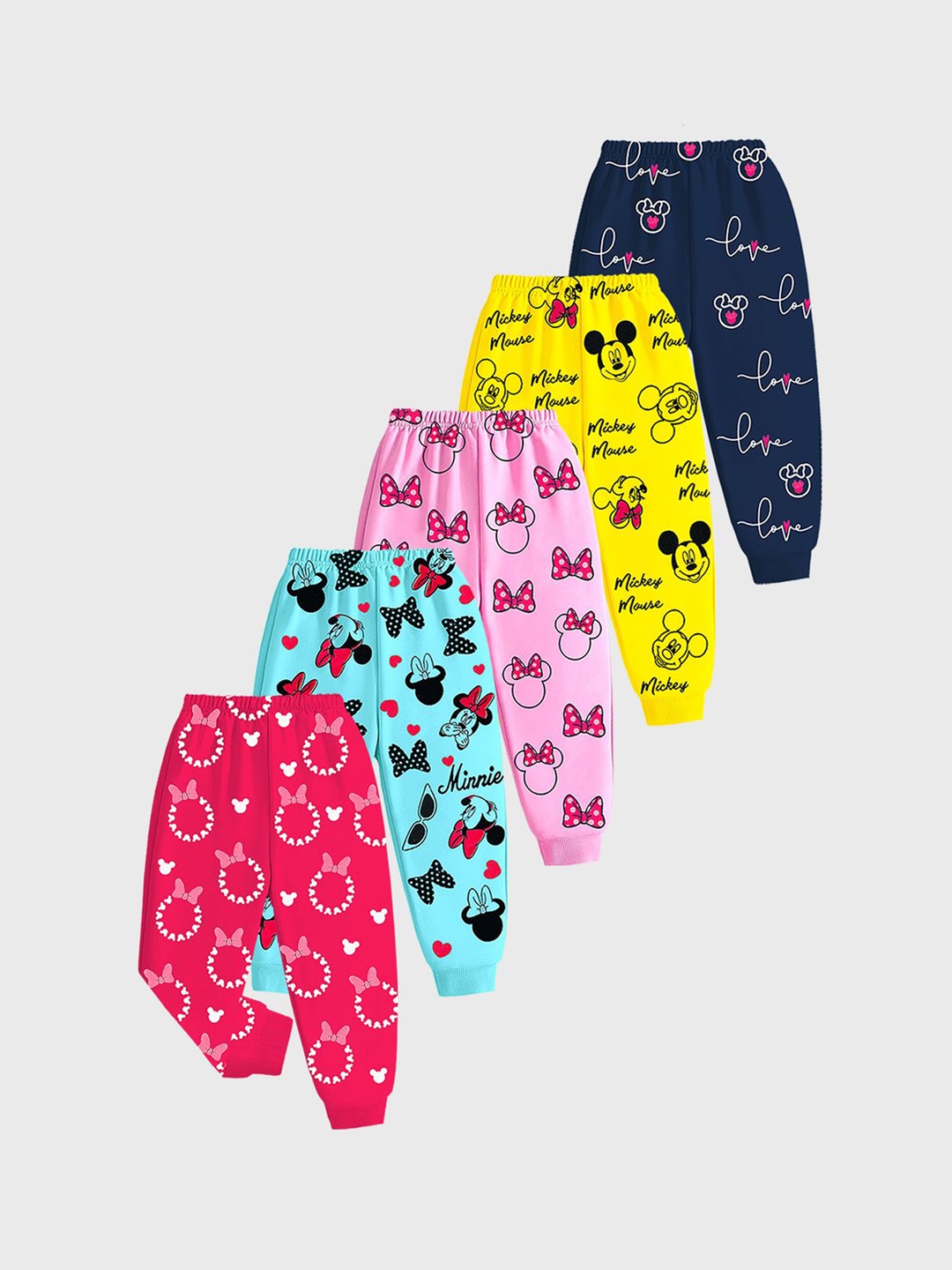 

Disney By Miss and Chief Girls Pack Of 5 Printed Joggers, Navy blue