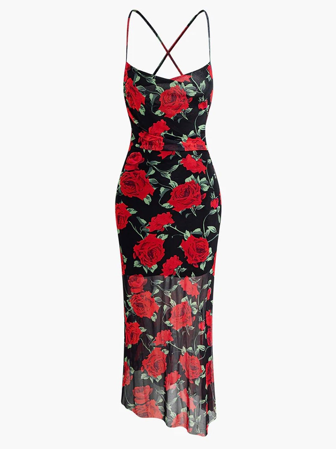 

Street Style Store Women Floral Printed Bodycon Maxi Dress, Black