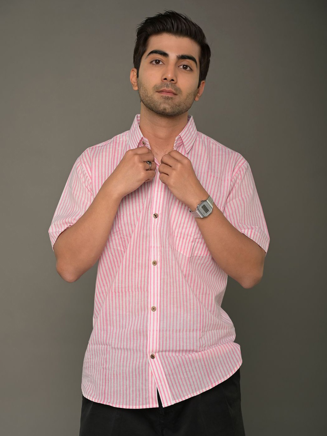 

The Ethnic Label Men Classic Slim Fit Opaque Printed Casual Shirt, White
