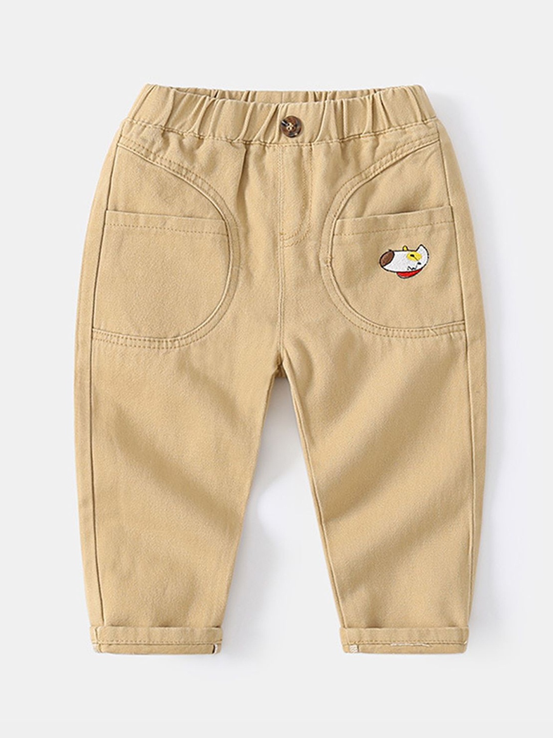 

LULU & SKY Boys Tapered Fit High-Rise Trousers, Khaki
