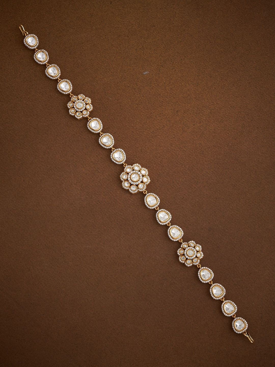 

Kushal's Fashion Jewellery Victorian-Plated Kundan Studded Maang Tikka Head Jewellery, Gold