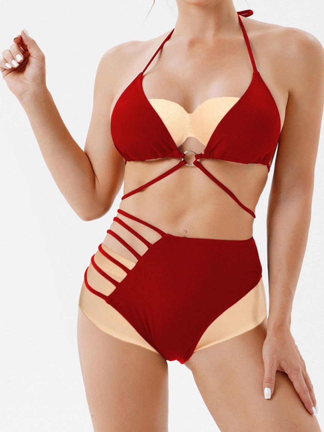 

Krelin Halter Neck Swim Bikini Set, Red
